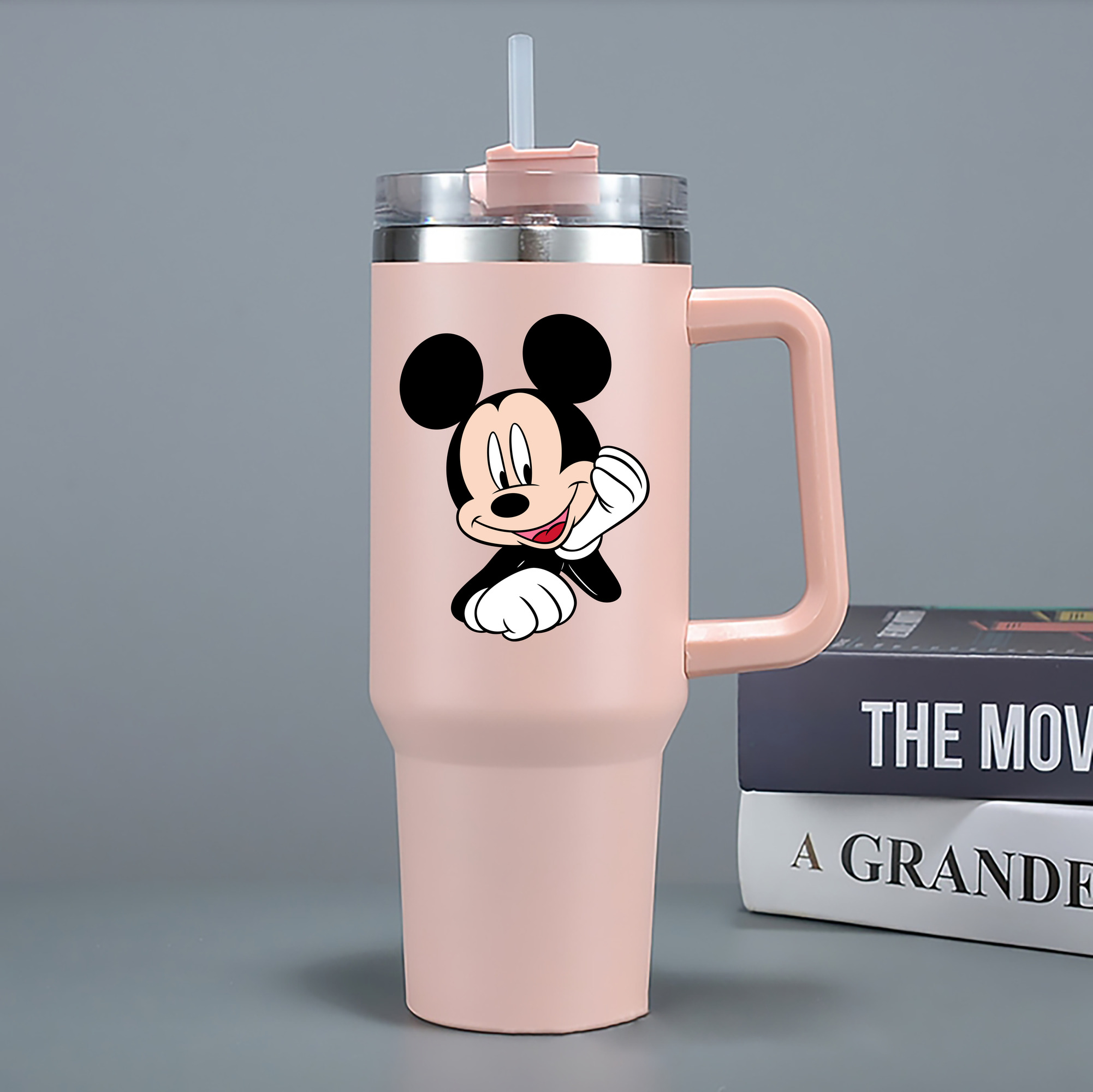 （画像用） ミッキーマウス Mickey Mouse 1200mL車用タンブラー - クリスタルステッカー（プラスチックストロー付き）